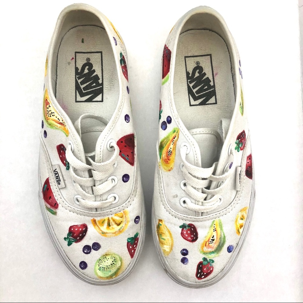 Hand Painted Fruit White Vans